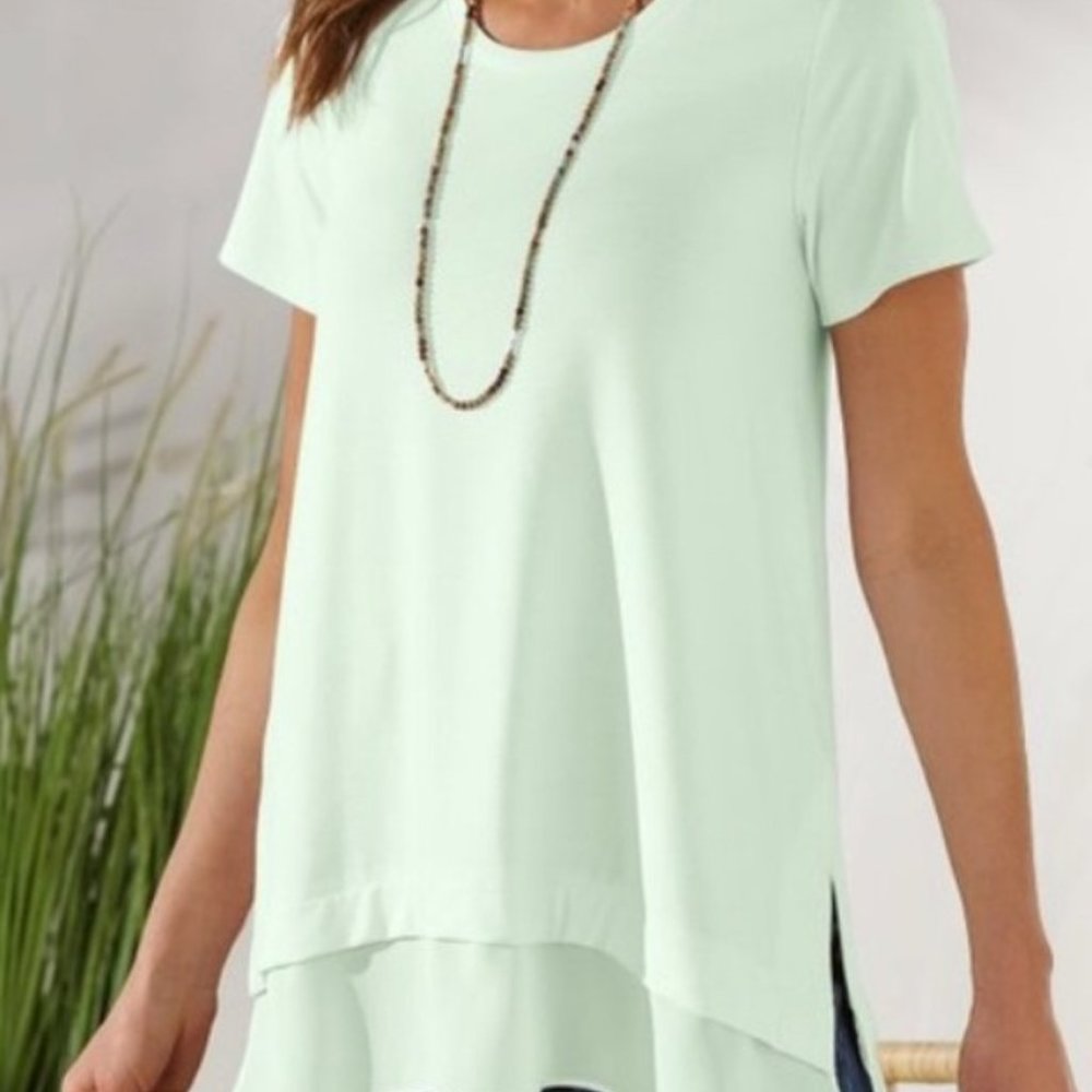 NEW! Soft Surroundings Willa Airy Green Short Sleeve Tee  Size: XS